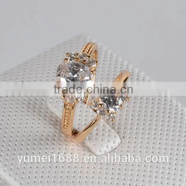Fashion Silver Couple Ring with Prong Setting Rhodium Plated CZ Diamond