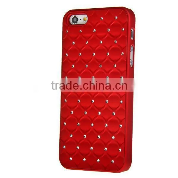 Set Screen Protector Stylus And Case For Iphone 5 , Hard Sky Blue Bling Diamond Plastic Mobile Phone Shell