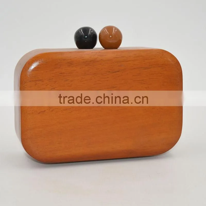 Fashion wood 20136 MiNi evening bag wood day clutch acrylic box bag chain women's cross-body handbag Nice Wooden Handbag