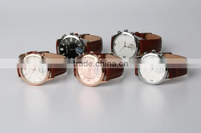 High-grade genuine leather quartz smart watch with sleep monitor , heart rate monitor