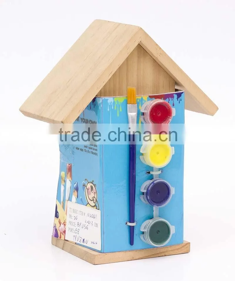 EDUCATIONAL TOYS FOR KIDS PAINT YOUR OWN WOODEN BIRD HOUSE