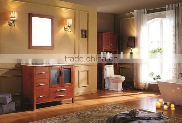 Double Sinks Brown color Bathroom Cabinet Oak Wood Vanity New design Bathroom cabinet No.1005B