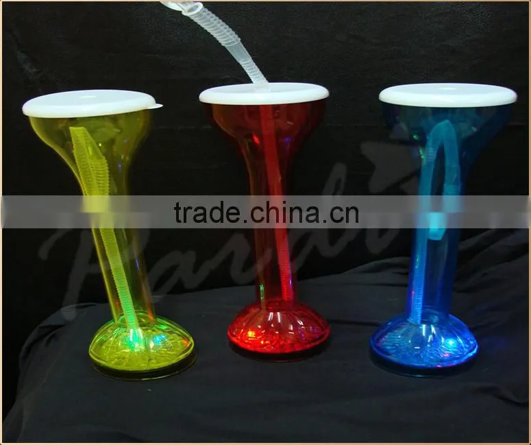 Promotional led beer yard glass,flashing led plastic yard glass