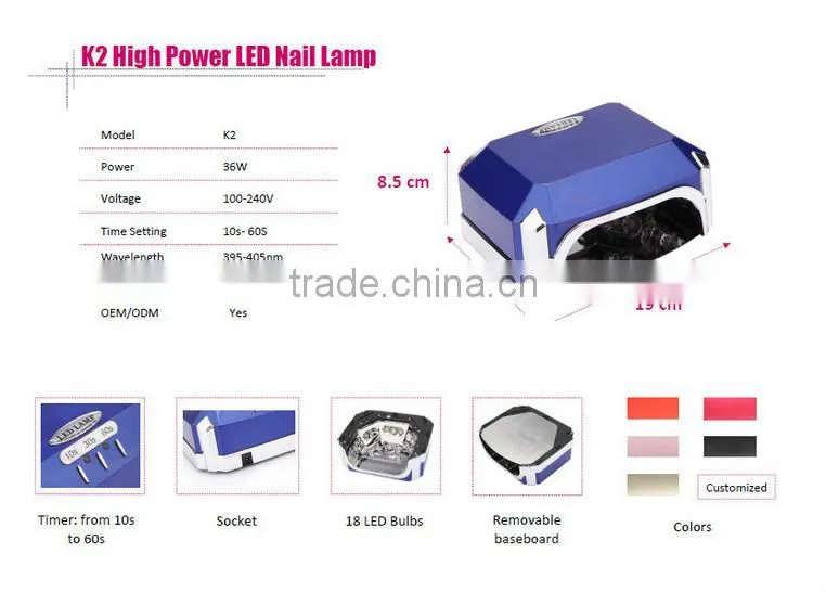 Nail art supplies 36 watt LED nail lamp UV lamp for nail dryer