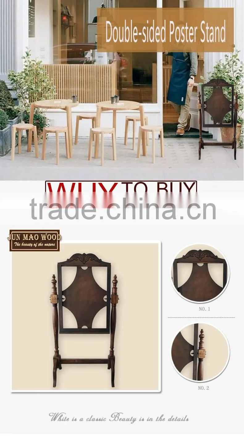 Brown Birch Carving Design Two-Side Pop Floor Poster Stand Display