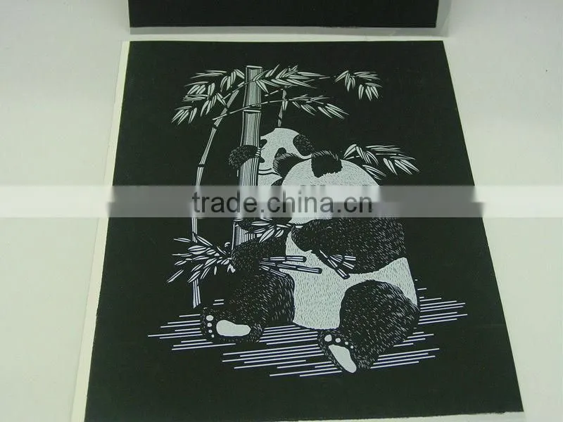 SGS&EN71 Certificaton Cute Lovely Panda Designed Engraving card/Scrap foil/foil card/foil paper engraving art