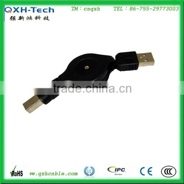 USB A to B 5 Retractable Cable for Printer PC Laptop CD Scanner High Speed
