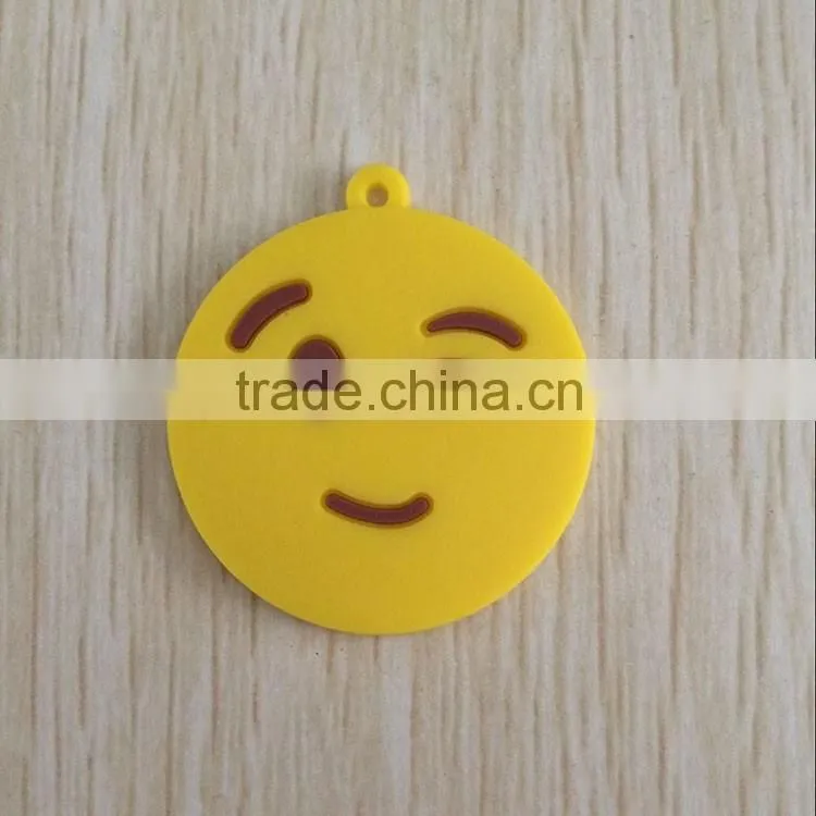 Popular Stuffed Plush Soft Toy Yellow Pvc Emoji Keychain