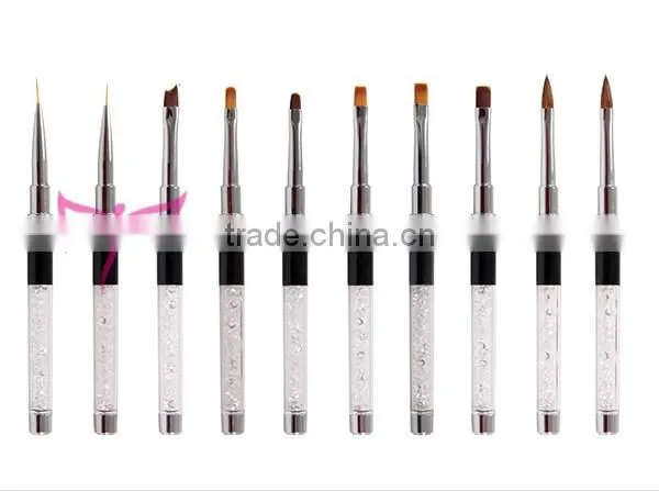 kolinsky hair nail brush set,high quality nail art brush set with gel brush,acrylic brush and nail art liner brush