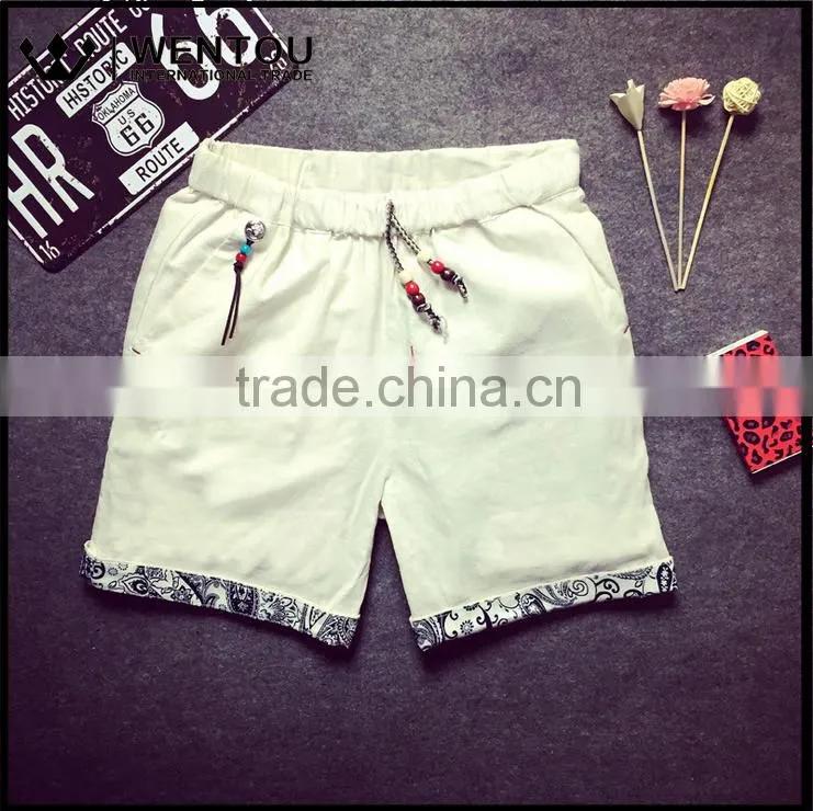 New Summer Fashion Large Size Casual Lace Men White Linen Shorts