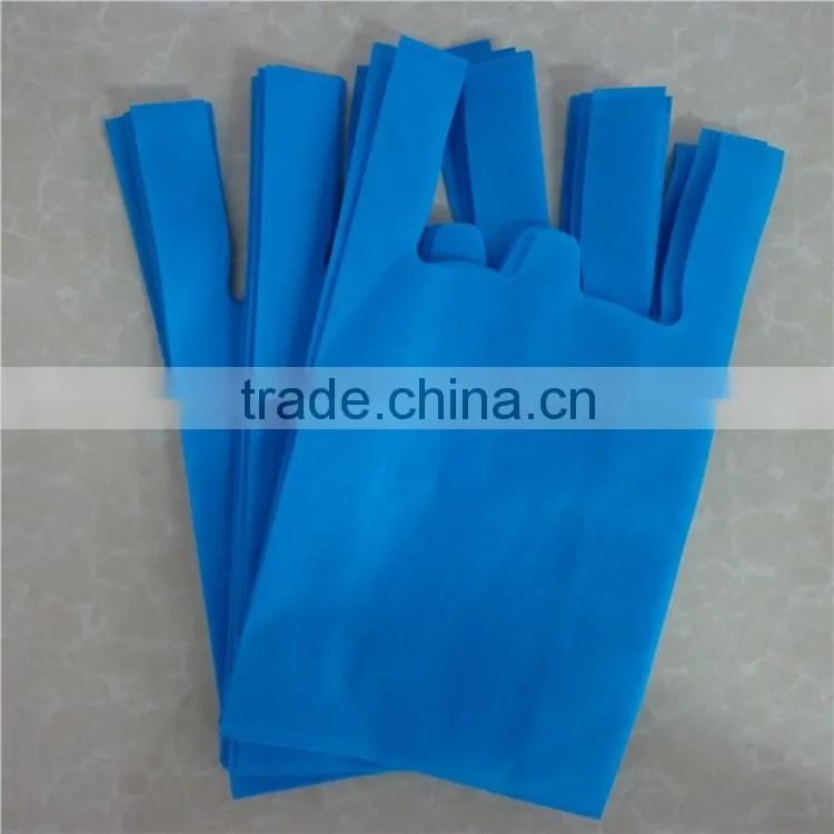 Blue color no printing cheap plastic pp bag t shirt pp bag vest carrier handle pp non woven bag