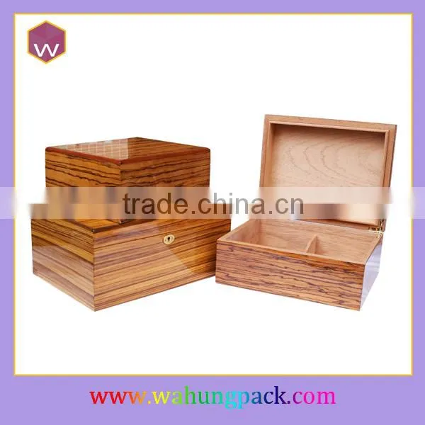 Glossy Cheery Wood Cigar Box Lock / Folding MDF Men's Cigar Box