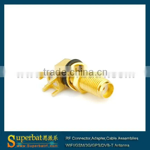 SMA PCB mount connector female bulkhead right angle type wholesale