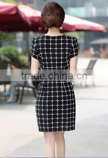 Women New Models Of Fashion Short Sleeve Tartan Dress