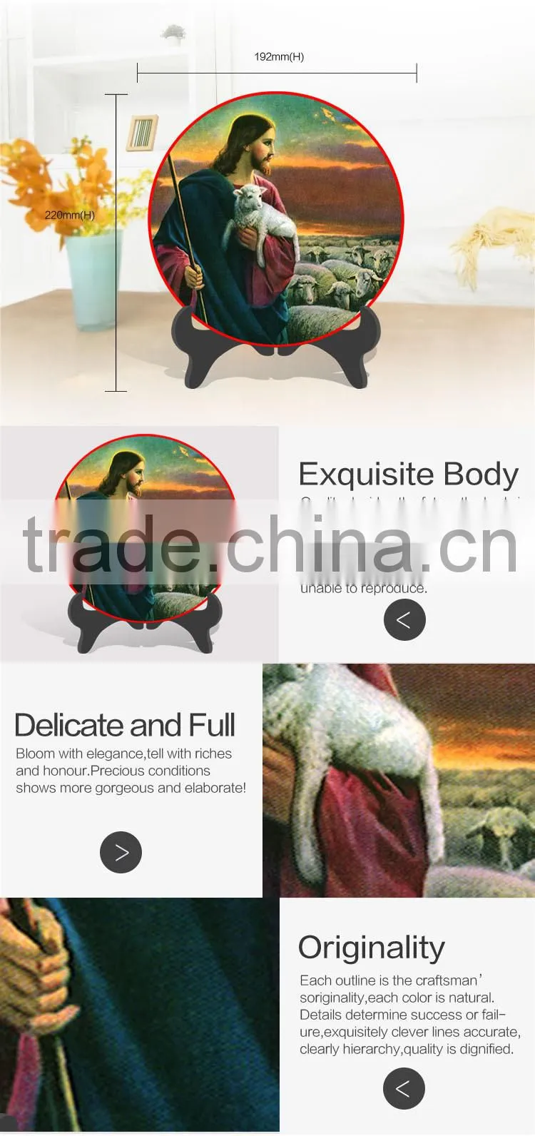 Handmade color spray Jesus image painted table decoration decorative plate religious