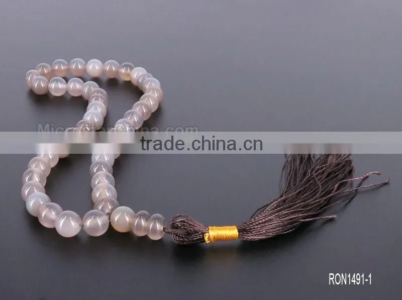 Allah misbaha cheap tasbih muslim small size 8mm grey agate prayer beads tesbih