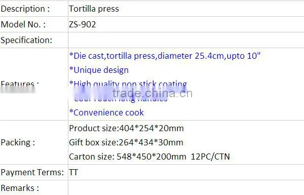ZS-902 Hot Selling Tortilla Press/Tortilla Press Machine