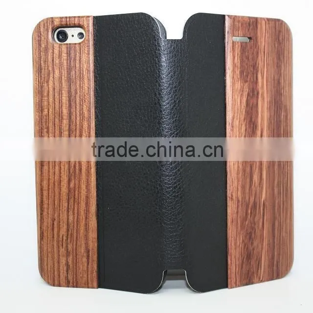 high quality real wood leather cell phone pu leather case for iphone