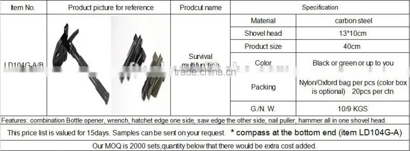 High quality iron garden folding shovel LD104G
