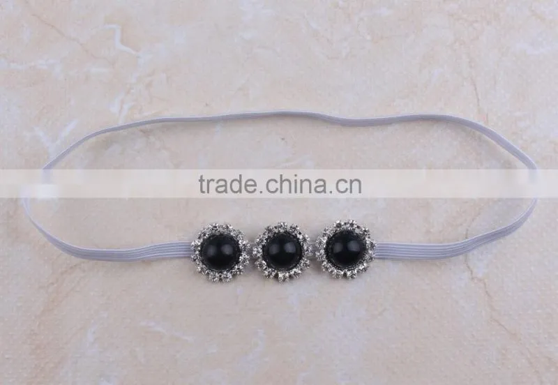 Fashion modern style women ribbon and rhinestone elastic headband, Elegant fashionable crystal stone hair band