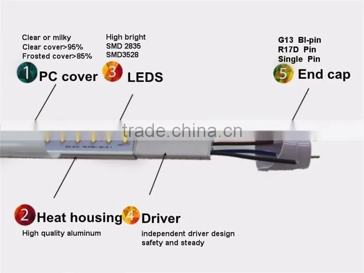 600mm aluminum alloy ul led tube 2ft dlc led tube light