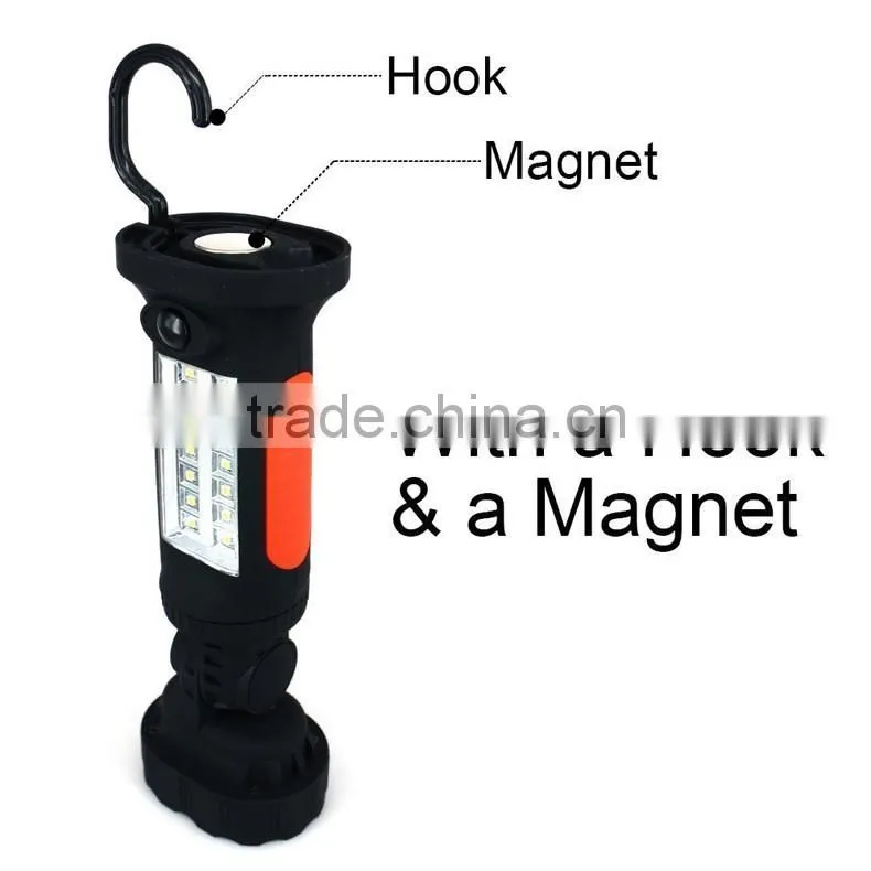 Multi functional Rotatable SMD 14LED+2LED Working Lamp Stand Work light Magnetic With Folding Hook