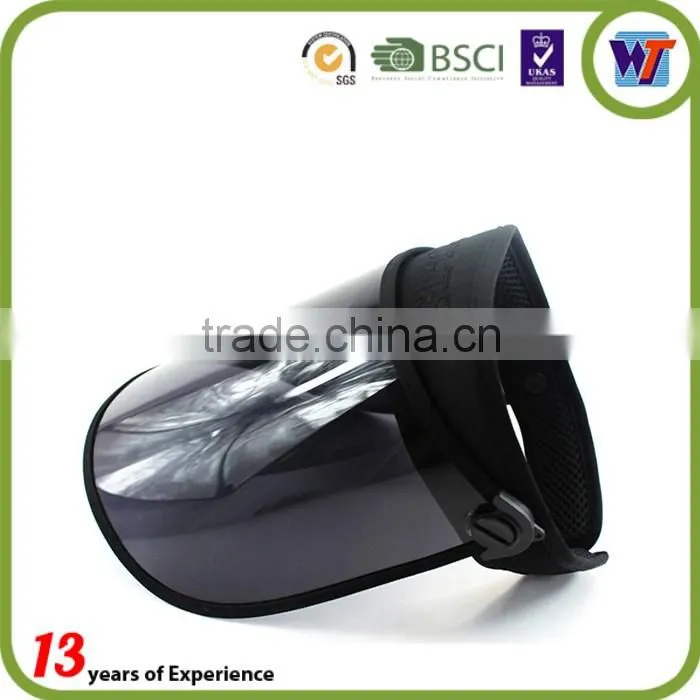 Black cheap UV protection PVC Plastic caps Long Brim Sun Visor hats