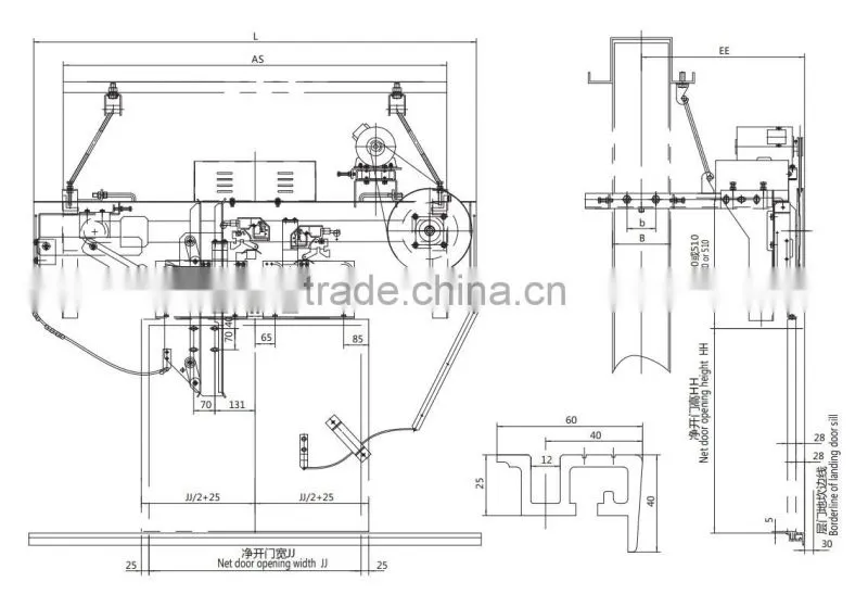XD1406 synchronous belt drive Center Opening Door Machine / Door Operator for Elevator Cabin
