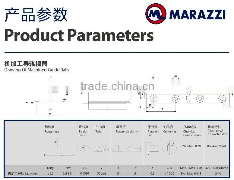 Marazzi T140-3/B Machined Elevator Guide Rails