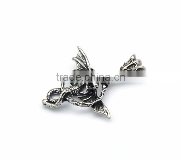 Personality Mens Silver Casting Stainless Steel Factory Punk Snake Pendants Skull Charm