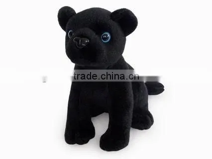 factory wholesale realistic sitting black panther plush toy stuffed plush jungle animal toy plush black panther soft toy