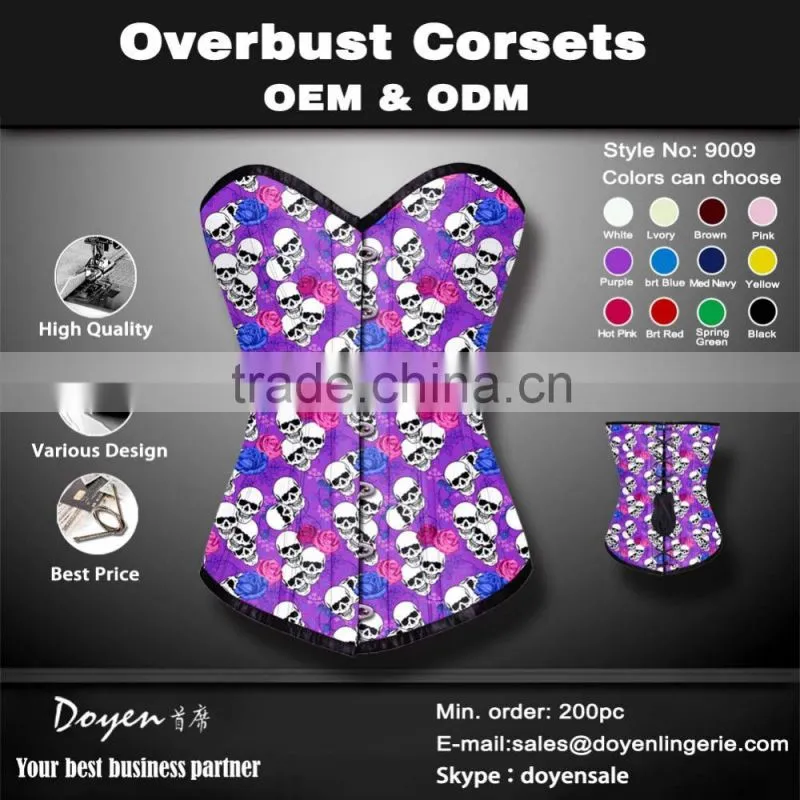 China wholesale Factory price women steampunk corset skull print waist training