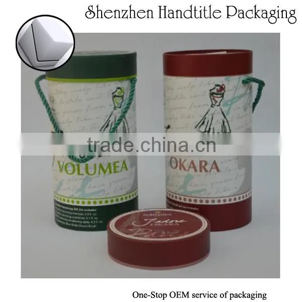 customized round tube box with rope handles