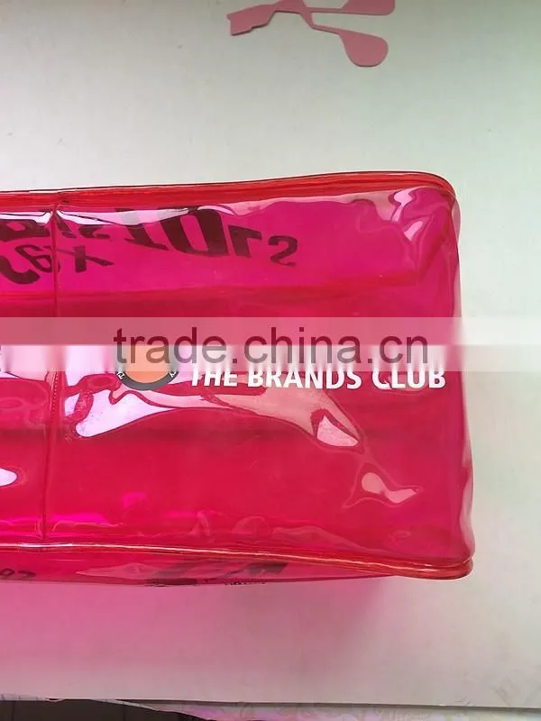 wholesale fuschia printed pvc pouch with zipper