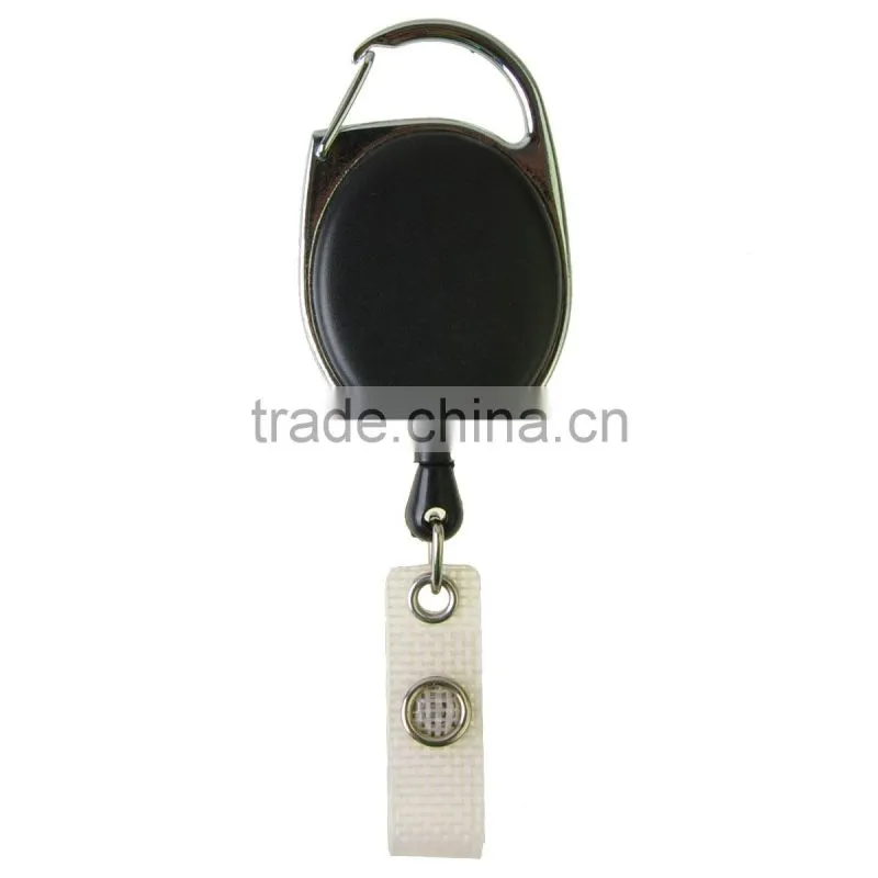 10 x Black PC Carabiner Style Retractable Key ID Card Badge Key Reel Holder Clip