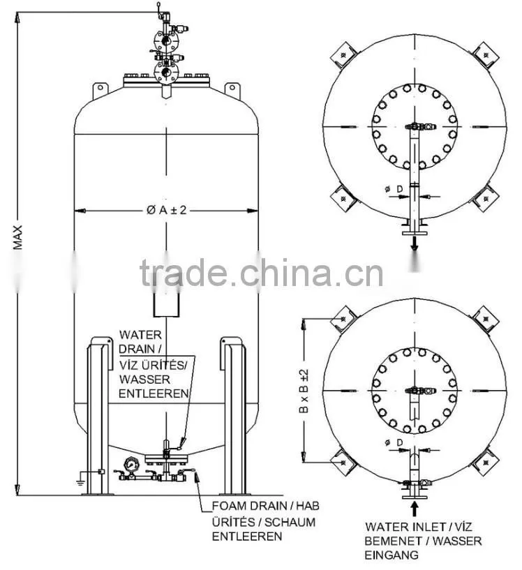 Fire fighting foam bladder tank for foam fire system