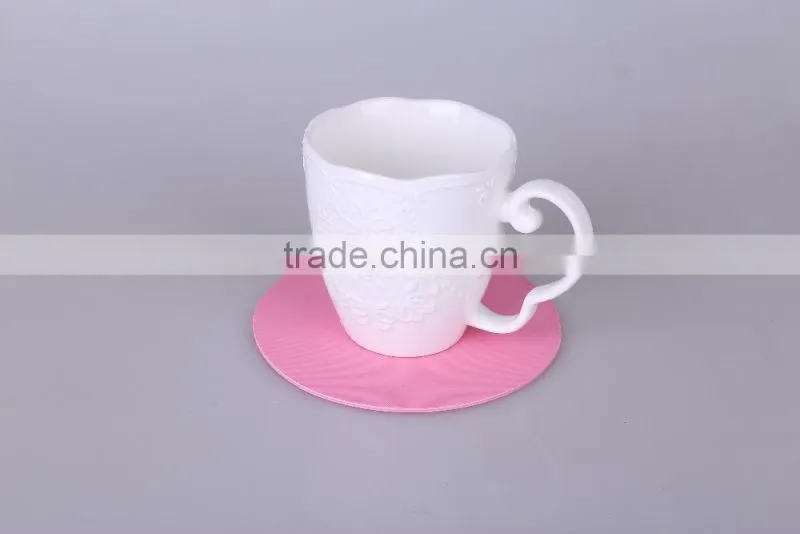 2015 new products home used high temperature resist eco-friendly marerial EVA pink green and blue fresh color round cup coaster
