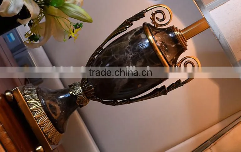 Black marble lamp body brass decoration bottom fabric lampshade table lamp