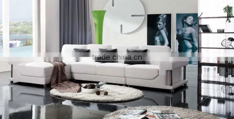 Genuine leather L Shape Modern White Sofa