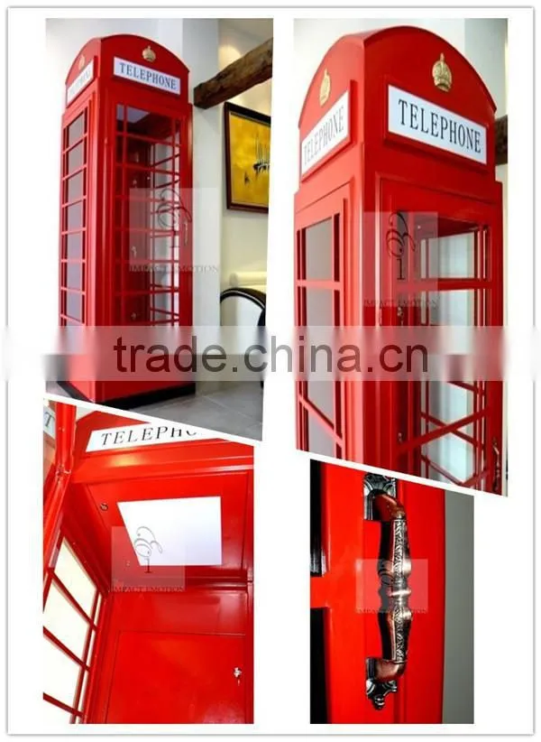 Freestanding antique outdoor metal frame telephone booth