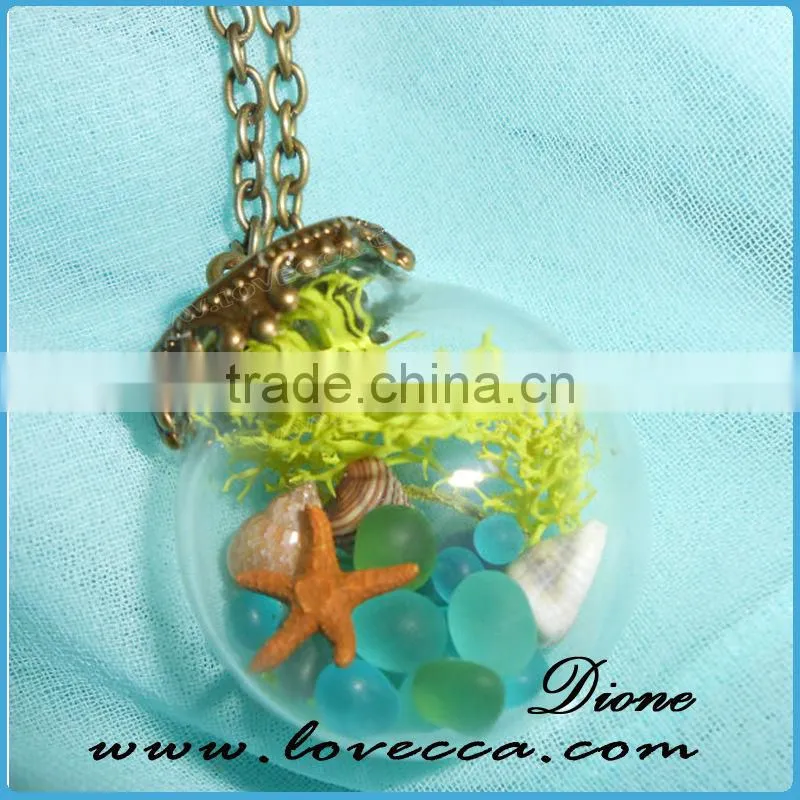 Romantic elegant jewelry/ mini glass globe bottle/ glass ball pendant necklace