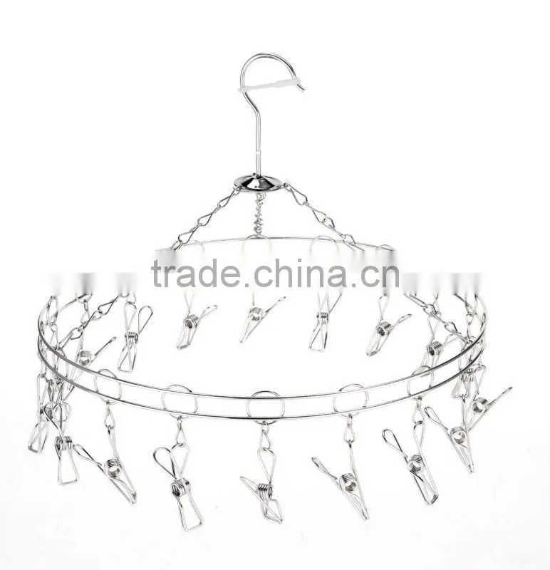 Stainless steel metal clothes hanger socks hanger folding drying rack hanger