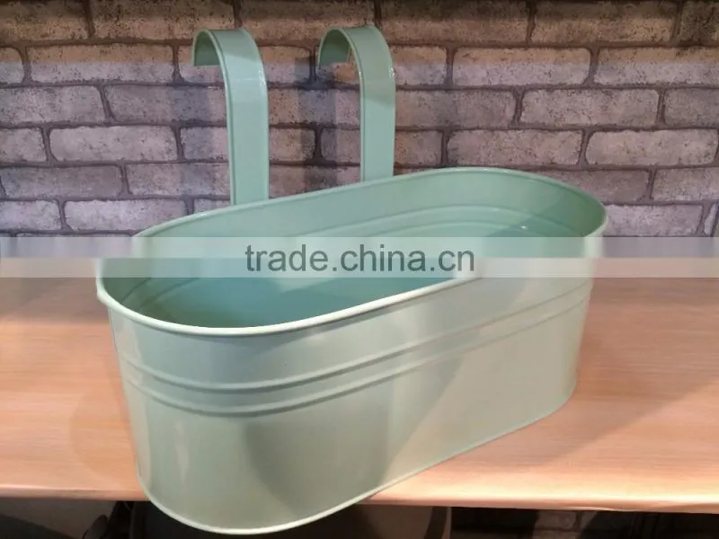 Bright Colours Double Fence Planters Garden Outdoor Metal Flower Pots Hanging Baskets