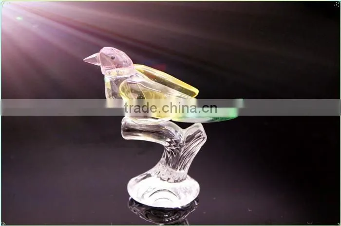 Wholesale double crystal birds with a trunk as customized crystal gifts/crystal wedding table gift for guests