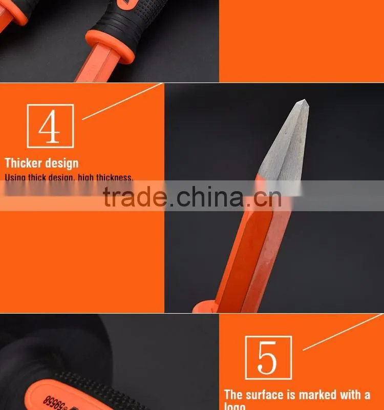 Chrome Vanadium Steel Hand Tool Flat Cold Chisel With TPR Handle
