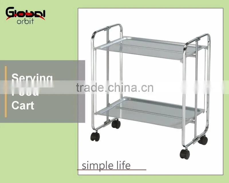 Kitchen Stainless Steel Serving Cart Food Wooden 3 Tier Shelf Rolling Wheels