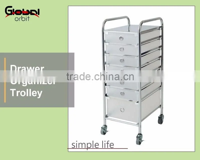 Rollling 3 Tier Drawer Mobile Storage Bedroom Table File Wooden Cabinet