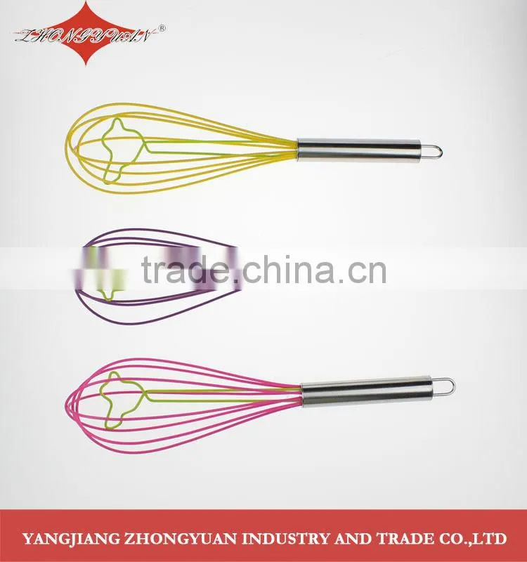 8.5-inch silicone coated wires egg whisk with stainless steel handle