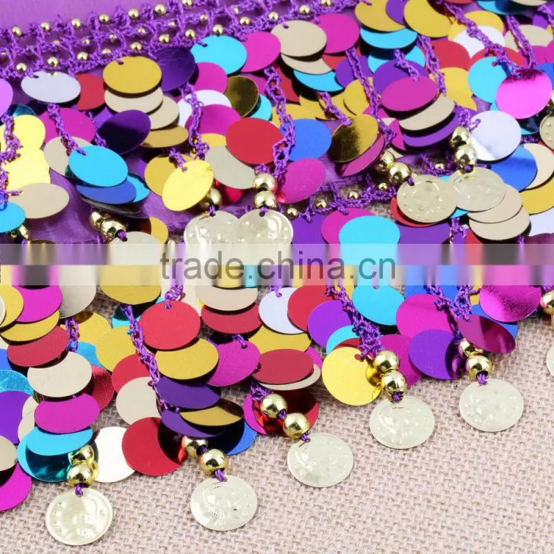 Dancing Coin Chain Sequin Belly Dance Hip Belt Skirt Scarf Wrap Waistband