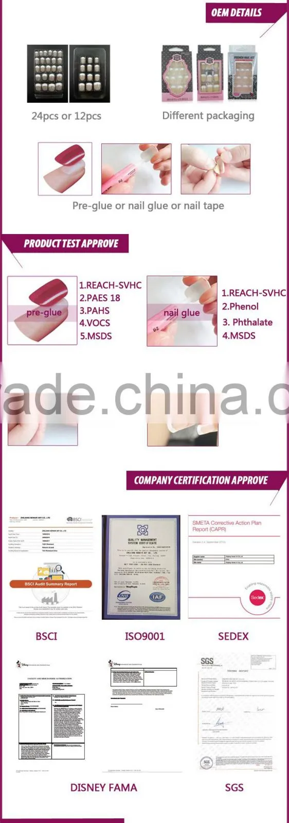 Newair fashional decorated nail tips 24 pcs pack nail art
